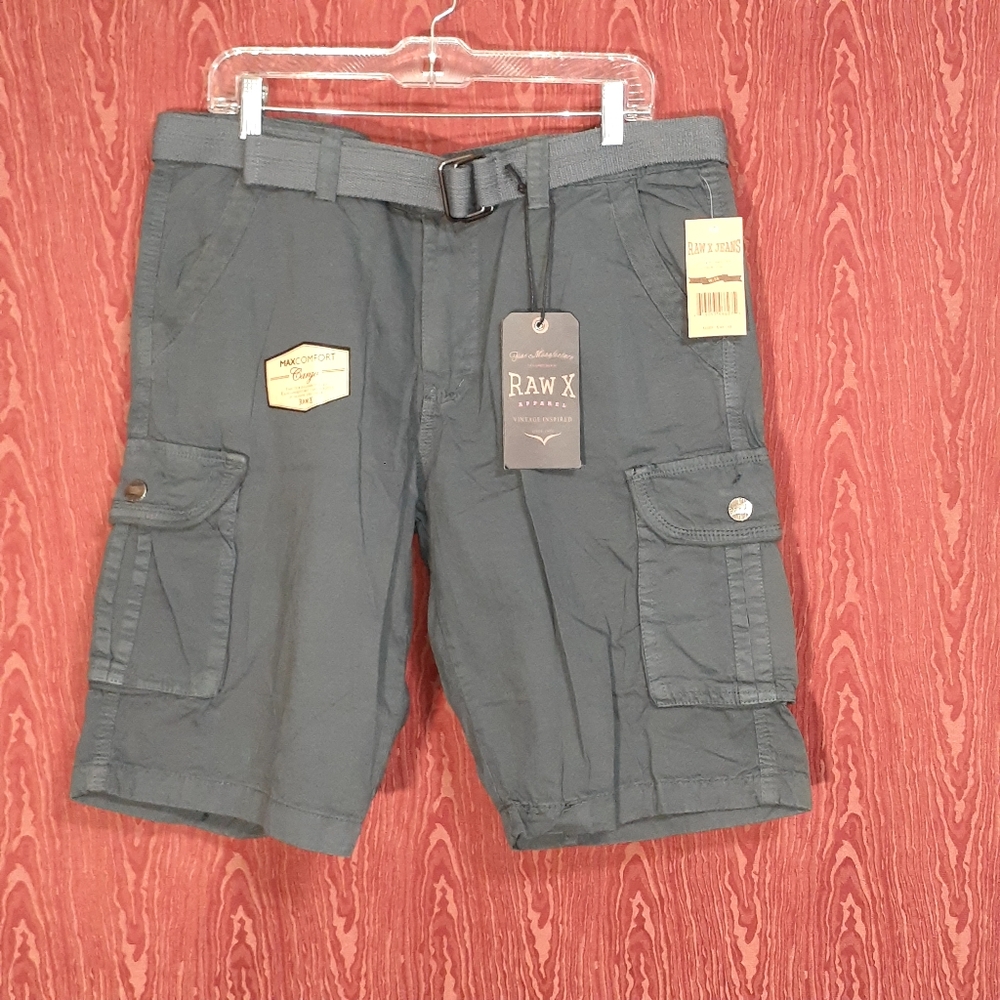 RAWX Jeans Apparel Vintage Inspired MaxComfort Steel Cargo Shorts Sz 36